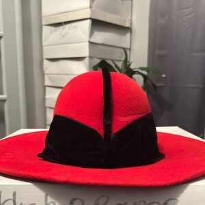 Elegant Red and Black Women's Hat
